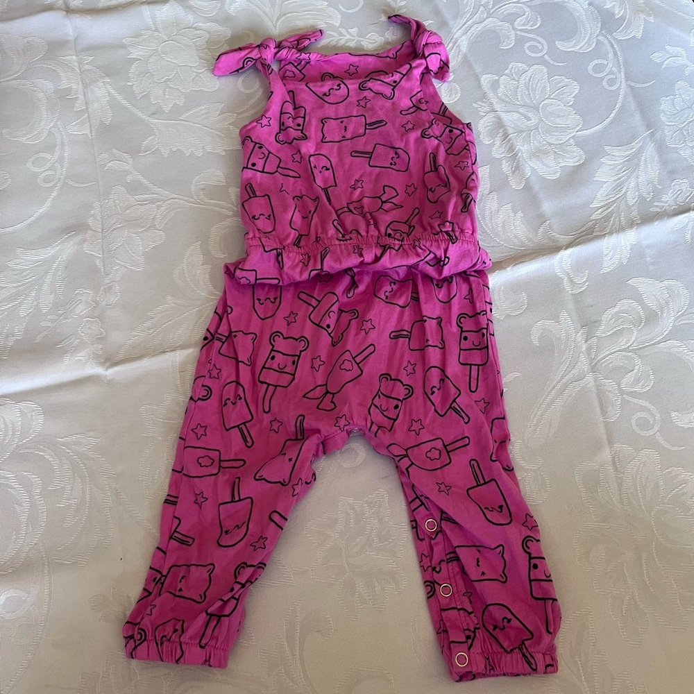 Pink Peony Kids Sleeveless Romper with Snap Closure 9-12 months